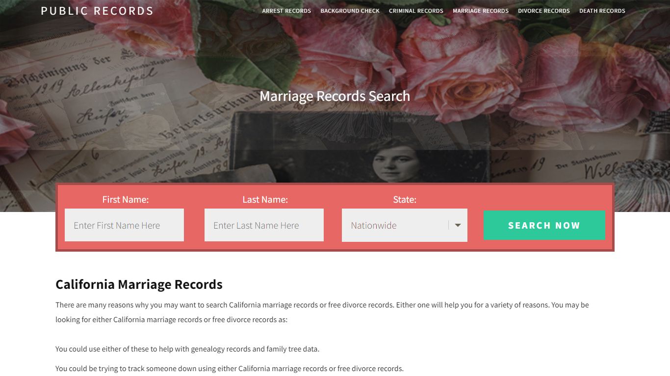 California Marriage Records | Enter Name and Search. 14Days Free